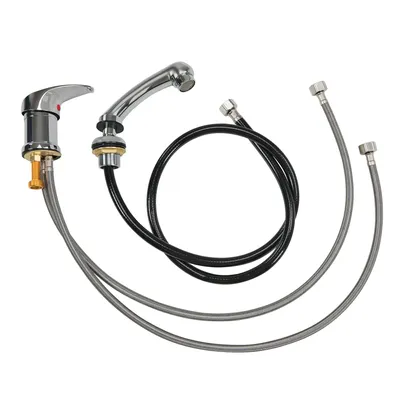 Produktbild von Mischbatterie und Handbrause Wasserhahn für Friseurstuhl mit Waschbecken 8611 8675 8010 8670 8692 8620 8679, WH8005S (Silber)