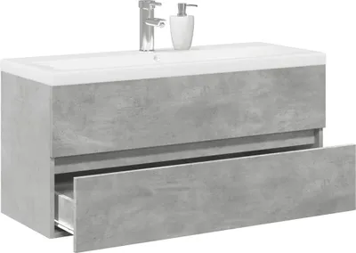 Image de Maison Exclusive - Ensemble de meubles de salle de bain 2 pièces, gris béton, matériau dérivé du bois