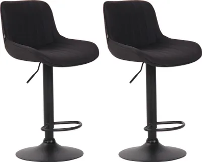 Produktbild von CLP 2er Set Barhocker Lentini Stoff 360° Drehbar Höhenverstellbar schwarz Gestell Farbe schwarz