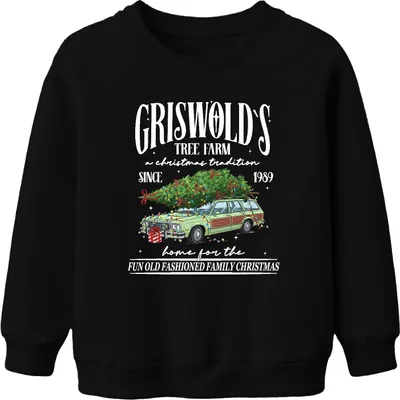 Produktbild von Griswold's Tree Farm Christmas Tradition Tannenbaum Weihnachten Uni Kinder Sweatshirt Pullover, Schwarz, 116