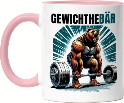 Produktbild von Gewichthebär Bären Tasse Rosa - Lustige Fitness Geschenkidee