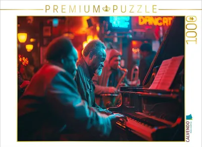 Produktbild von CALVENDO Puzzle Kreatives Spiel im Jazzclub - Klavier Musik | 1000 Teile Lege-Größe 64x48cm Foto-Puzzle für glückliche Stunden