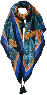 Produktbild von Juleeze JZSC0740 Schal Damen Muster Orange Grün Blau 90x180 cm