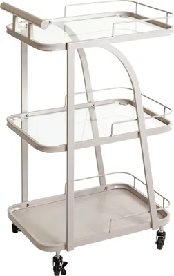 Produktbild von Servierwagen >55189< mit 3 Ablagen,Glas und Kaschmirgrau - 35x79x45 (BxHxT)