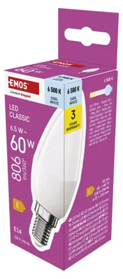 LED žárovka Classic svíčka / E14 / 6,5 W (60 W) / 806 lm / studená bílá