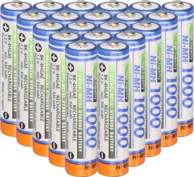 Image de 20 piles rechargeables Panasonic Micro BK-4HGAE/BF1 Ni-MH 1,2 V 1000 mAh en vrac