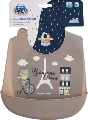 Produktbild von Canpol Babies Silikon-Ltzchen mit Tasche Bonjour Paris Beige, 1 Stck