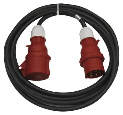 Obrázok produktu pre EMOS 3 fázový vonkajší predlžovací kábel 10 m / 1 zásuvka / čierny / guma / 400 V / 2,5 mm2