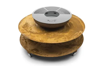 Image de Favilla 'Sina' Fire Bowl with Grill Ring & Grill Plate / Griddle - 2in1 fire pit and grill in Corten steel for garden, patio, camping & outdoor