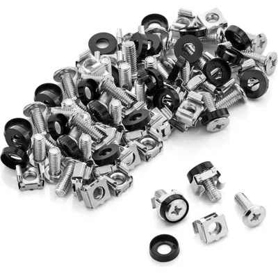 Produktbild von MMOBIEL 50er Pack Käfigmuttern, Schrauben und Unterlegscheiben M6x 16 mm Rackmontage