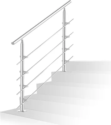 Zdjęcie produktu dla Hengda poręcz ze stali nierdzewnej poręcz schodowa 80 cm z 4 krzyżakami materiał montażowy poręcz ścienna wspornik ścienny wewnętrzny i zewnętrzny