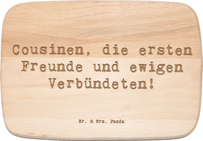 Produktbild von Mr. & Mrs. Panda Schneidebrett Spruch Cousine Freunde - Transparent - Geschenk, Weihnachtsgeschenke, Frühstücksbrettchen, Weihnachten, Holzbrett, Verwandte, vesperbrett