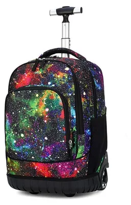 Immagine prodotto di Zaino da viaggio con ruote per bambini e adolescenti, impermeabile, con scomparto per laptop, modello Galaxis, dimensioni 31x48x21 cm