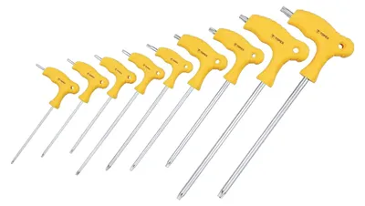 Produktbild von T-Griff Torx Schlüssel Schraubendreher Winkelschlüssel Vielzahn Set 9tlg T10-T50