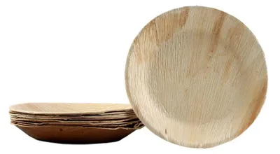 Produktbild von 50x runder Teller aus Palmblatt Größe 25 cm