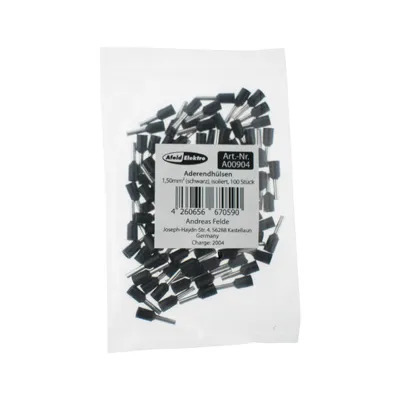 Produktbild von Aderendhülsen 1,50mm² (schwarz), isoliert, 100 Stück