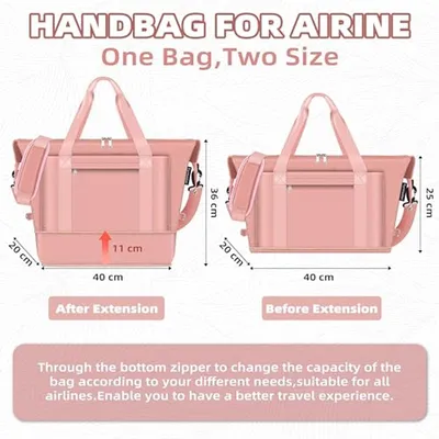 Reisetasche Damen Handgepäck 40x20x25 - Faltbare Wochenend Sporttasche