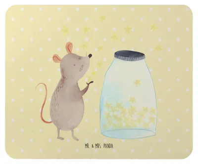 Produktbild von Mr. & Mrs. Panda Mauspad Maus Sterne - Gelb Pastell - Geschenk, pc, Mousepad, Taufe, Lustige Sprüche, Geburtstag, laptop, notebook, Mouse Pad, Träume, Taufgeschenk