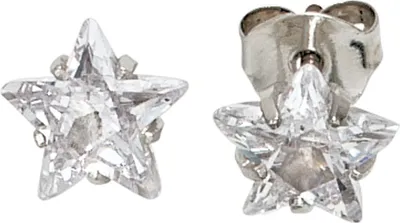 Produktbild von JOBO Ohrstecker Stern 925 Sterling Silber rhodiniert 2 Zirkonia Ohrringe
