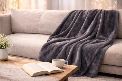 Produktbild von RHP Premium Tagesdecke 180x200 cm | Kuscheldecke Sofadecke Couchdecke Grau