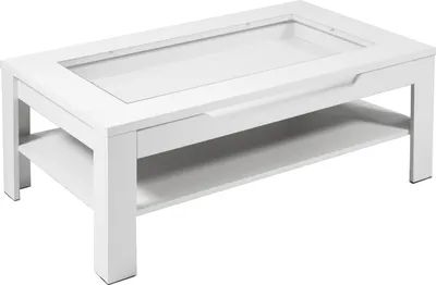 Produktbild von byLIVING Couchtisch Ralph, Melamin weiß, Schubkasten mit Glassauschnitt, mit Dekofach, 110 x 67 cm
