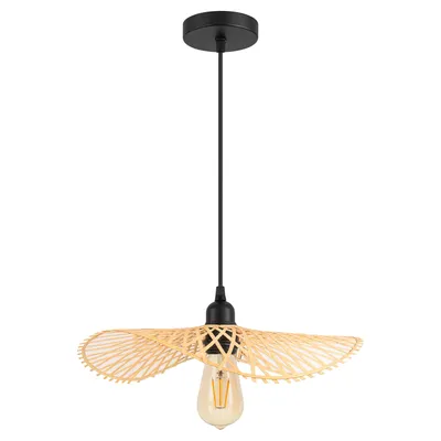 Produktbild von MasterLED Hängeleuchte Boho – E27 Fassung – Ø45 cm – Bambus & Schwarz – geflochtener Lampenschirm – modern für Wohnzimmer, Esszimmer & Küche