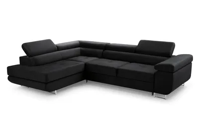 Image de AX LIVING Canapé d'angle Arborio L avec appuie-tête, noir, 272 cm G