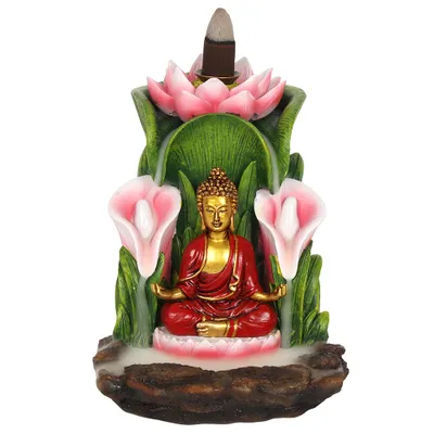 Produktbild von Backflow Kegelhalter "Buddha", Resin bunt, 14x12x13,5cm