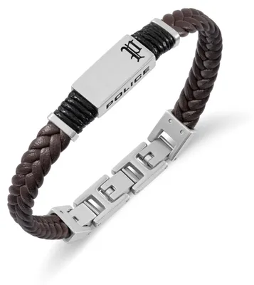 Productafbeelding van Politiemerk PEAGB0079502, herenarmband, Ridgecord, bruin leder