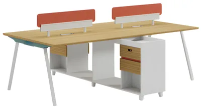 Zdjęcie produktu dla Drewniane biurko z oparciem Miejsce do przechowywania Półki Nowoczesny design
