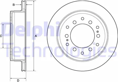 Produktbild von 2x DELPHI Bremsscheibe BG4747C für TOYOTA LAND CRUISER 150 (KDJ15_ GRJ15_) 68mm