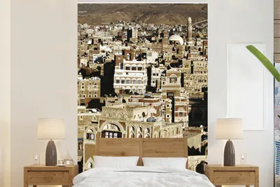 Produktbild von MuchoWow® Fototapete für Wohnzimmer oder Schlafzimmer Wandtapete Vinyl Motivtapete Traditionelle jemenitische Häuser in der Innenstadt von Sanaa - 170x260 cm - Wohnzimmertapete