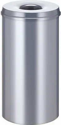 Produktbild von Selbstlöschender Papierkorb & Abfallsammler aus Metall | 50 Liter, HxØ 63x33,5cm | Silber