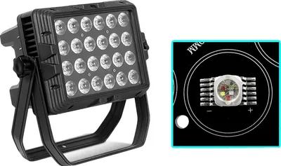 Obrázek produktu pro Jevištní reflektor, vodotěsný, ovládání DMX, RGBWA UV 6v1, zástrčka EU