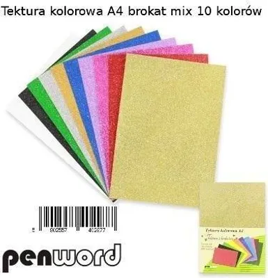 Produktbild von Tektura A4 gładka brokat kolorowa 10szt