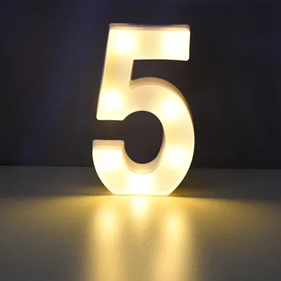 Produktbild von LED Leuchtzahl 3D, 22 cm Zahl 5