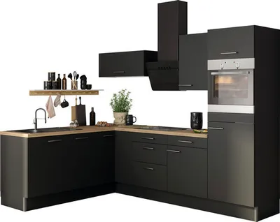 Produktbild von Optifit Winkelküche ohne Geräte Ingvar420 270 cm anthrazit matt zerlegt Variante rechts KCIN 2720RAOE8+