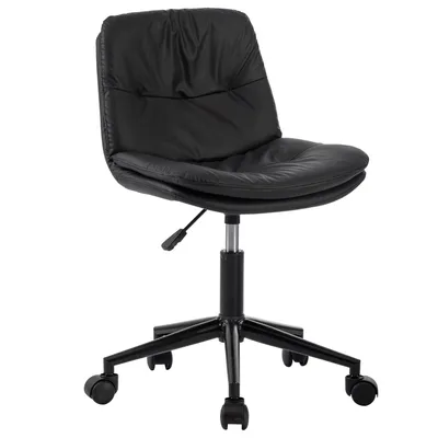 Produktbild von SevenComfort Bürostuhl ohne Armlehnen-360°Drehstuhl Höhenverstellbar mit Rollen-Schminkstuhl für Arbeitszimmer, Schlafzimmer-Schreibtischstuhl-Schwarz