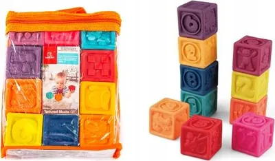 Produktbild von Sensorische Bausteine 10 Stück Weiche Klötze Babyspielzeug Beißring Badewanne Set