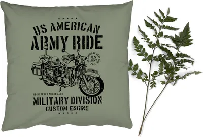 Produktbild von MuchoWow® Zierkissen Sofakissen Wohnzimmer Dekokissen 40x40 cm Mancave - Motorrad - Amerika - Oldtimer - Foto Kissen - Schlafzimmer Dekoration