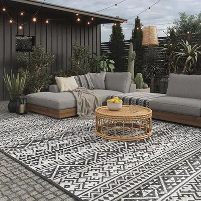 Produktbild von Famanu Außenteppich 250x300 - wasserfestes Teppich für Garten und Terrasse