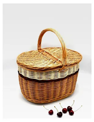 Produktbild von Picknickkorb mit 2 Deckeln aus Weide, geflochten, Einkaufskorb