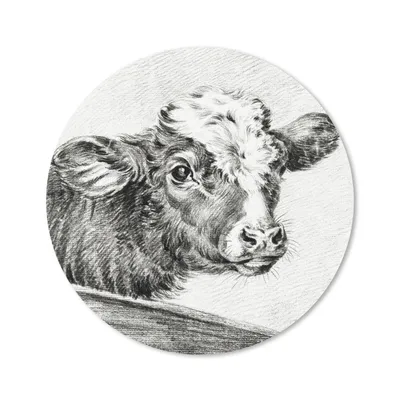 Produktbild von MuchoWow® Mauspad Mousepad Kopf einer Kuh - Gemälde von Jean Bernard 20x20 cm - Mousepads - Maus Mat - Pad - Mausunterlage - Schreibtischmatte