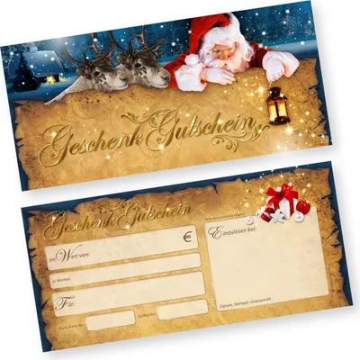 Produktbild von Geschenkgutscheine Weihnachten Nordpol Express 50 Stück Gutscheine Gutscheinkarten Weihnachten für Kunden für Firma Gewerbe