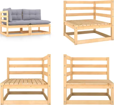 Produktbild von vidaXL 2 tlg. Garten Lounge Set mit Kissen Kiefer Massivholz - Garten-Lounge-Set - Garten-Lounge-Sets - Lounge-Set - Lounge-Sets