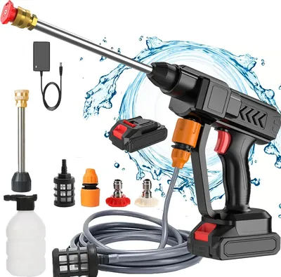 Immagine prodotto di Idropulitrice a batteria - Pistola a spruzzo maneggevole - 30 bar - 700 W - 48 V - Con 1 batteria - Argento