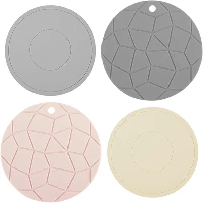 Produktbild von Set mit 4 multifunktionalen Silikonuntersetzern, 15 und 18 cm, hitzebeständig