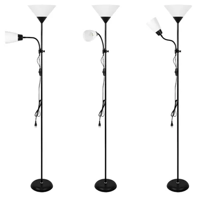 Produktbild von MasterLED Stehleuchte 180 cm Schwarz E27 E14 mit Leselampe