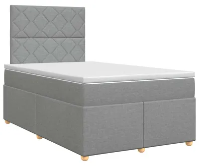 Image de vidaXL Lit boxspring avec matelas gris clair 120 x 190 cm Tissu