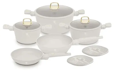Imagen del producto de Juego de 10 piezas de ollas y sartenes con tapas, marca Sahara de Berlinger Haus, modelo BH 8080NN, apto también para inducción